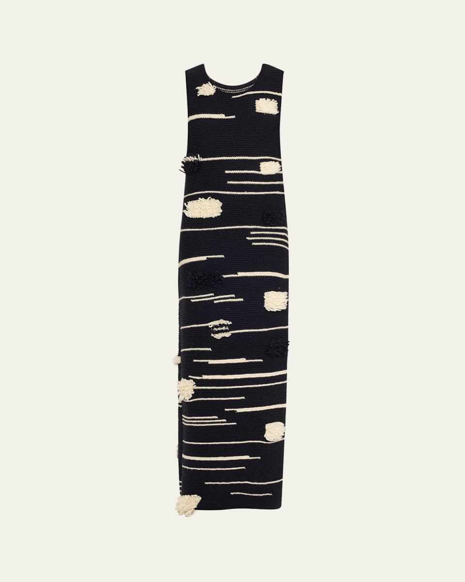 Lune Two-Tone Sleeveless Maxi Wool Dress